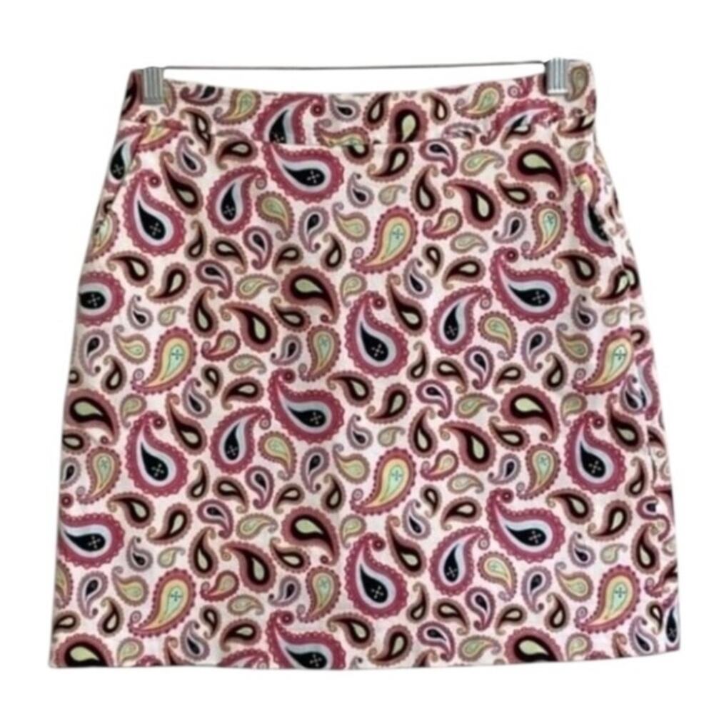 Fairway Greene Paisley Golf Tennis Skort Skirt Mini Pockets Cotton Preppy Sporty